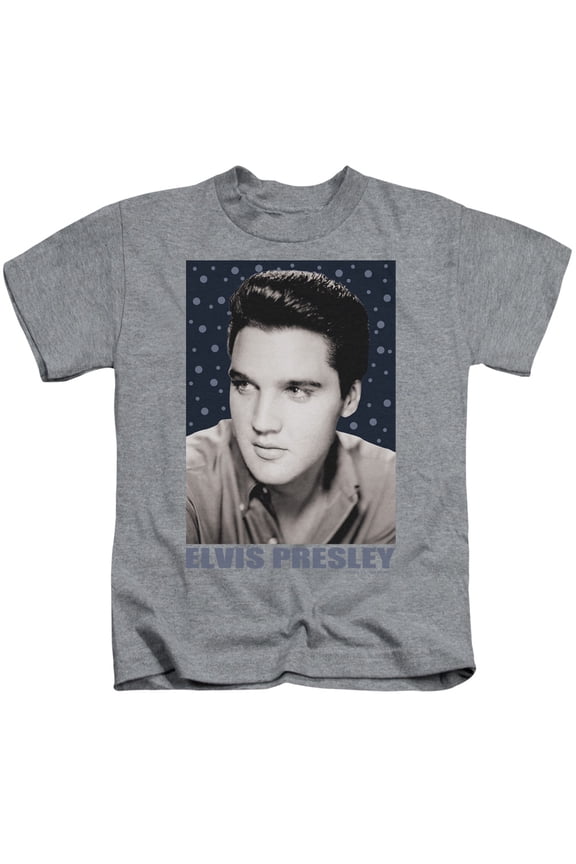ELV206-KT-3 Elvis Presley & Blue Sparkle Juvenile 18-1 Short Sleeve T-Shirt, Athletic Heather - Large - 7