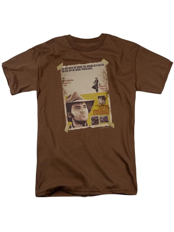 Trevco ELV519-AT-3 Elvis Presley & Charro Adult 18-1 Regular Fit Short Sleeve T-Shirt, Coffee - Large