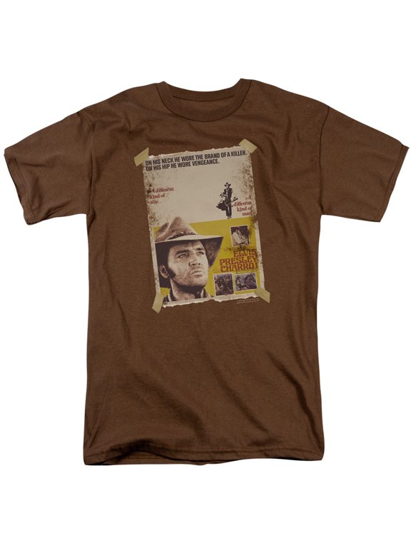 ELV519-AT-1 Elvis Presley & Charro Adult 18-1 Regular Fit Short Sleeve T-Shirt, Coffee - Small