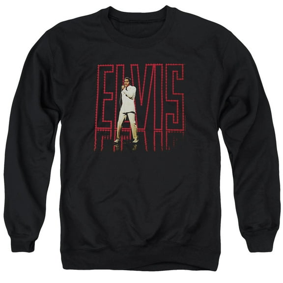 Trevco ELV667-AS-1 Elvis Presley & Elvis 68 Album Adult Crewneck Sweatshirt, Black - Small