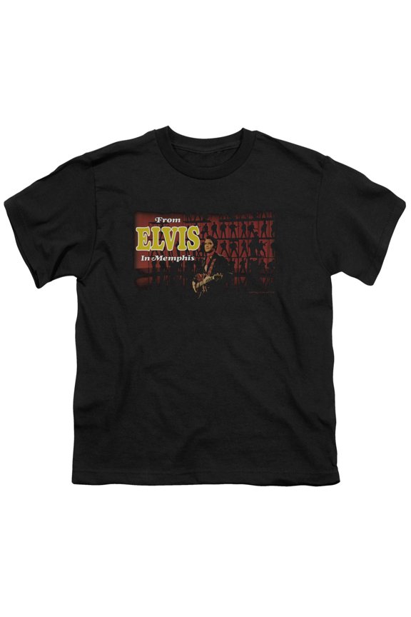 ELV669-YT-2 Elvis Presley & From Elvis in Memphis Youth 18-1 Short Sleeve T-Shirt, Black - Medium