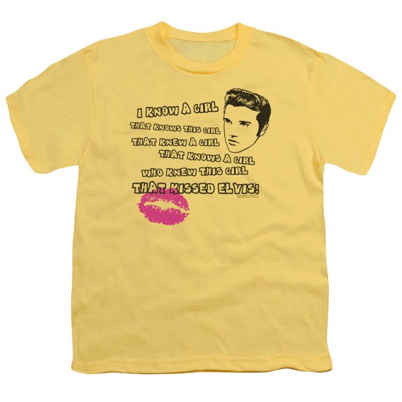 Trevco Elvis Presley & Kissed Elvis Youth 18-1 Short Sleeve T-Shirt, Banana - Extra Large