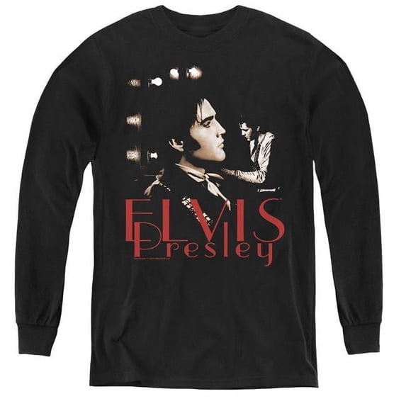 Trevco Elvis Presley & Memories Youth Long Sleeve T-Shirt, Black - Small