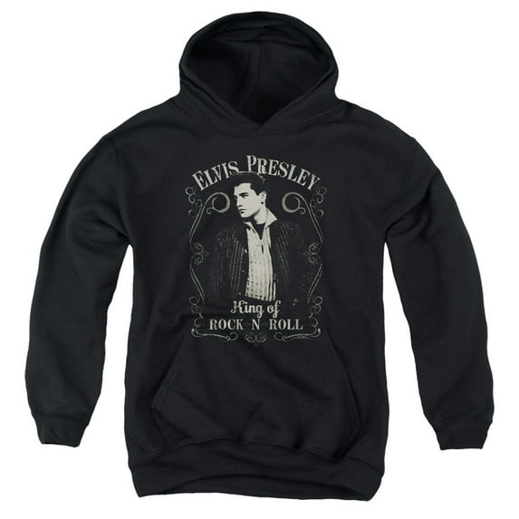Boys' Elvis Presley Rock Legend Hooded Sweatshirt Youth Medium Black