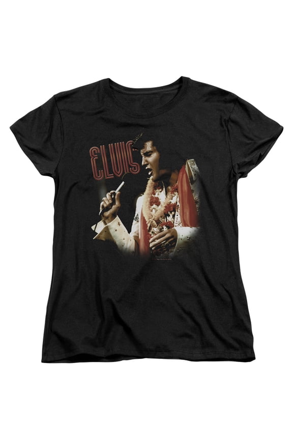ELV602-WT-2 Elvis Presley & Soulful Womens Short Sleeve T-Shirt, Black - Medium