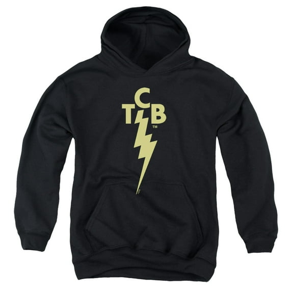 Trevco ELV640-YFTH-3 Elvis Presley & TCB Logo Youth Pull-Over Hoodie, Black - Large