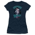 thumbnail image 1 of Trevco  Elvis Presley & Total Trouble Juniors Sheer Cap Short Sleeve T-Shirt, Navy - Medium, 1 of 2