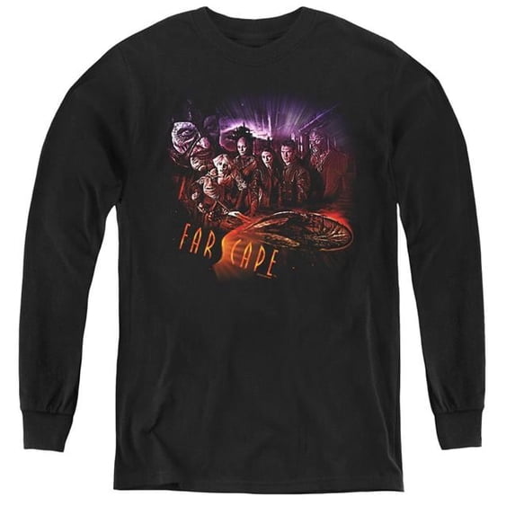 Trevco FAR108-YL-3 Farscape & Graphic Collage-Youth Long Sleeve Tee, Black - Large