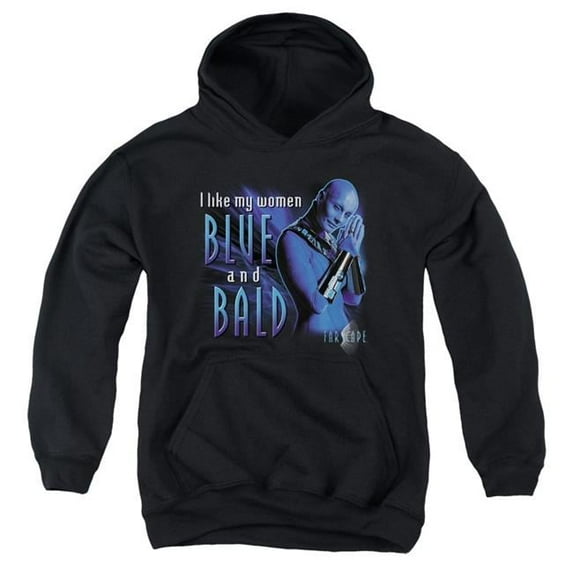 Trevco FAR120-YFTH-4 Farscape & Blue & Bald-Youth Pull-Over Hoodie, Black - Extra Large