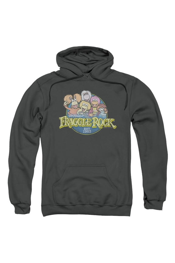 FR102-AFTH-3 Fraggle Rock Circle Logo Adult Pull Over Hoodie, Charcoal - Large
