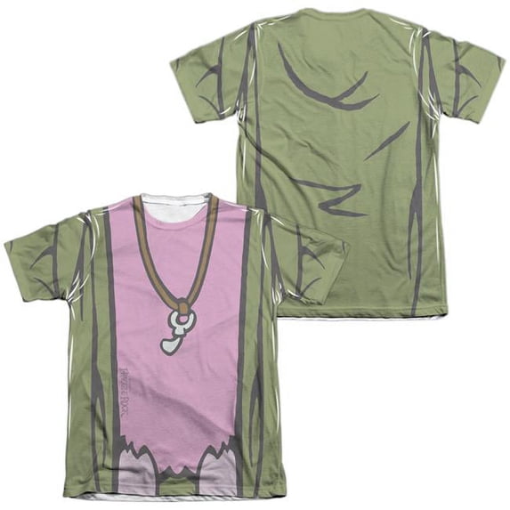 Trevco FR127FB-ATPC-2 Fraggle Rock & Mokey Uniform Front & Back Print Adult Regular Fit Short Sleeve T-Shirt, White - Medium
