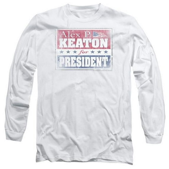 Trevco Family Ties-Alex For President - Long Sleeve Adult 18-1 Tee - White- 2X