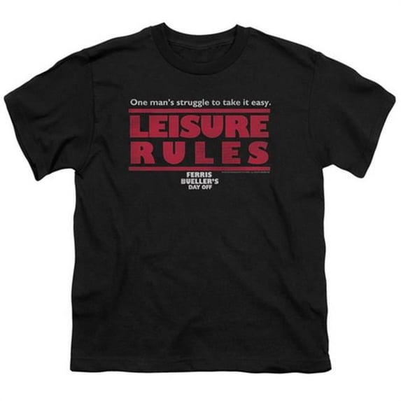 Trevco Ferris Bueller-Leisure Rules Short Sleeve Youth 18-1 Tee- Black - Small