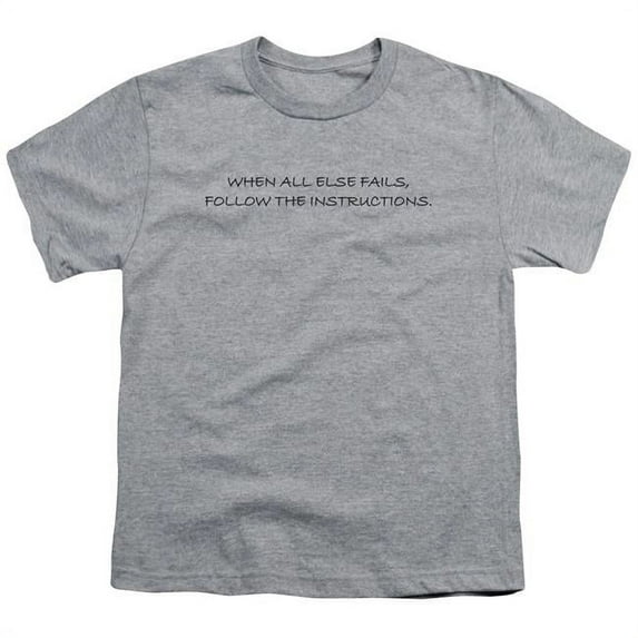 Trevco Follow The Instructions-Short Sleeve Youth 18-1 T-Shirt, Athletic Heather - Medium