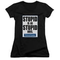 thumbnail image 1 of Trevco Forrest Gump-Stupid Is Junior V-Neck Tee, Black - Medium, 1 of 1