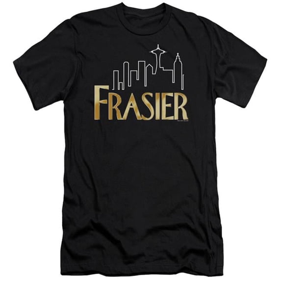Trevco Frasier & Frasier Logo Premium Canvas Adult Cotton Slim Fit 30-1 T-Shirt, Black - Small