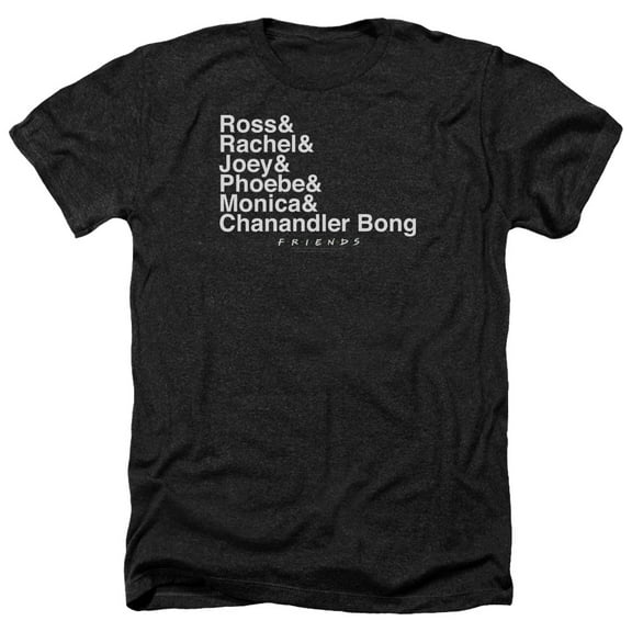 Trevco  WBT517-HA-5 Friends & Chanandler Bong Regular Fit Adult Heather Short Sleeve T-Shirt, Black - 2X