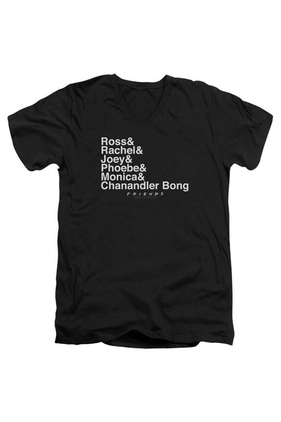 WBT517-AV-2 Friends & Chanandler Bong Slim Fit V-Neck Short Sleeve Adult 30 by 1 T-Shirt, Black - Medium
