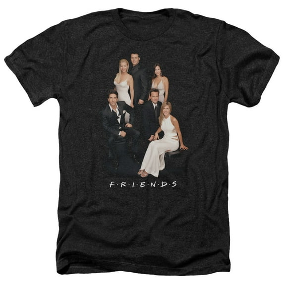 Trevco WBT528-HA-3 Friends & Classy Adult Regular Fit Heather Short Sleeve T-Shirt, Black - Large