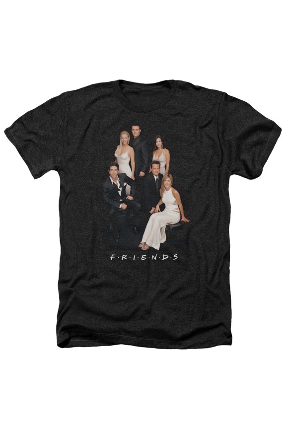 Trevco WBT528-HA-2 Friends & Classy Adult Regular Fit Heather Short Sleeve T-Shirt, Black - Medium