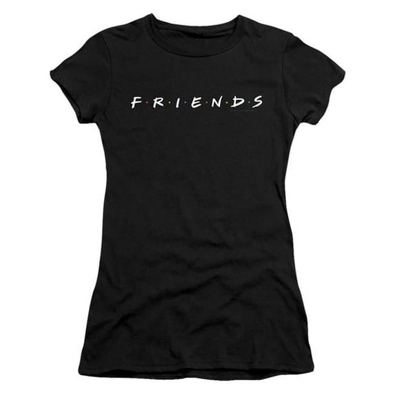 Trevco Friends & Logo Juniors Sheer Cap Short Sleeve T-Shirt, Black - Small