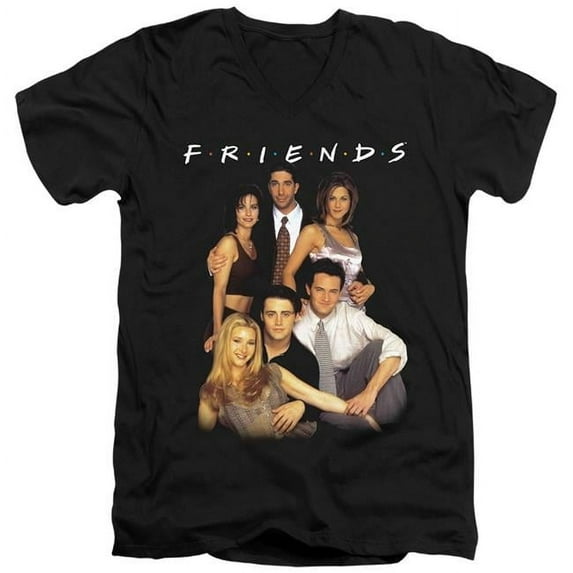 Trevco WBT667-AV-3 Friends & Stand Together Slim Fit V-Neck Short Sleeve Adult 30 by 1 T-Shirt, Black - Large