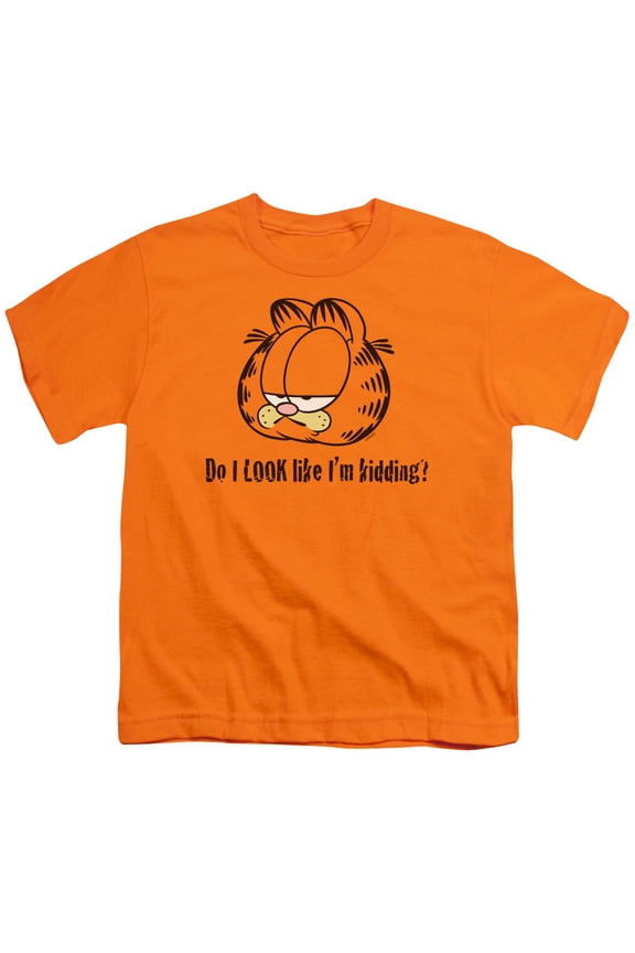 GAR147B-YT-4 Garfield Do I Look Like Im Kidding Short Sleeve Youth 18-1 T-Shirt, Orange - Extra Large