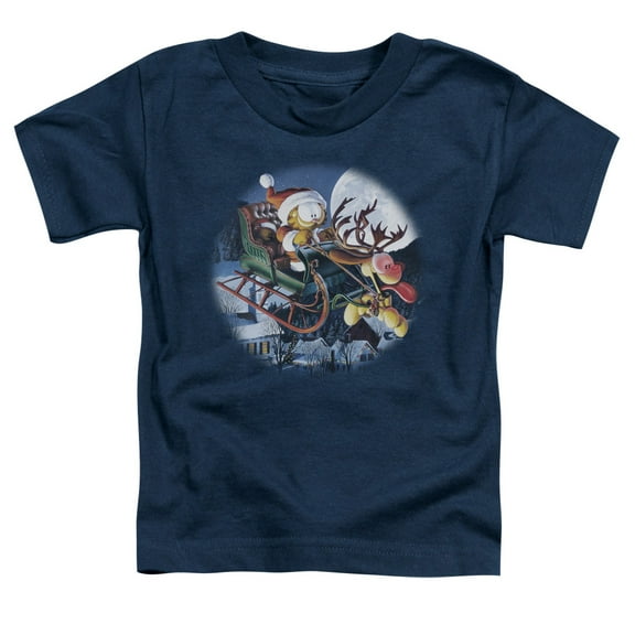 Trevco GAR307-TT-3 Garfield Moonlight Ride Short Sleeve Toddler T-Shirt, Navy - Large 4T