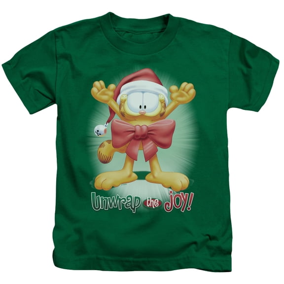 Trevco GAR324-KT-1 Garfield Unwrap the Joy Short Sleeve Juvenile 18-1 T-Shirt, Kelly Green - Small 4