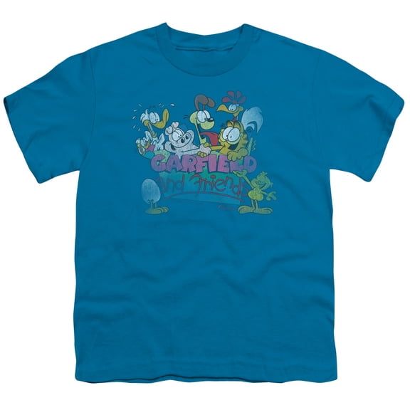 Trevco GAR421-YT-3 Garfield & Friends Short Sleeve Youth 18-1 T-Shirt, Turquoise - Large