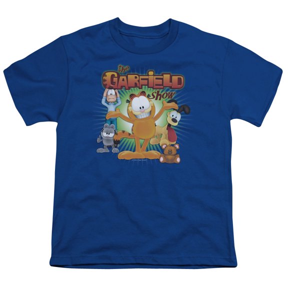 Trevco GAR451-YT-1 Garfield & The Garfield Show Short Sleeve Youth 18-1 T-Shirt, Royal Blue - Small