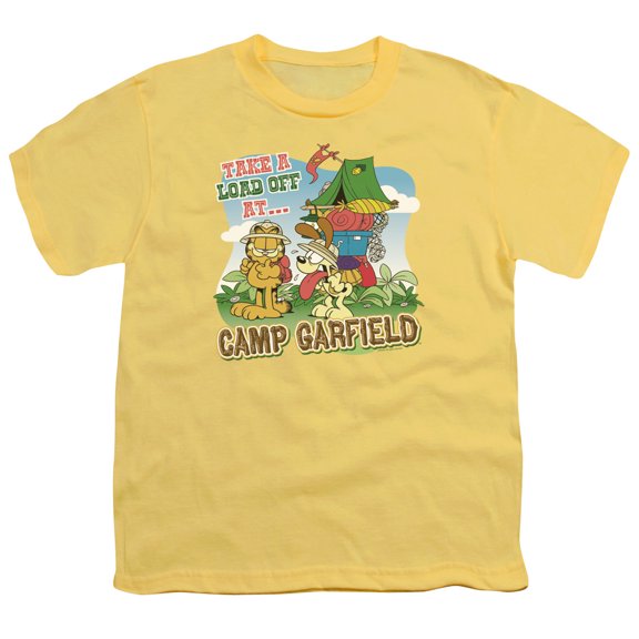 Trevco GAR482-YT-4 Garfield & Camp Garfield-Short Sleeve Youth 18-1 T-Shirt, Banana - Extra Large