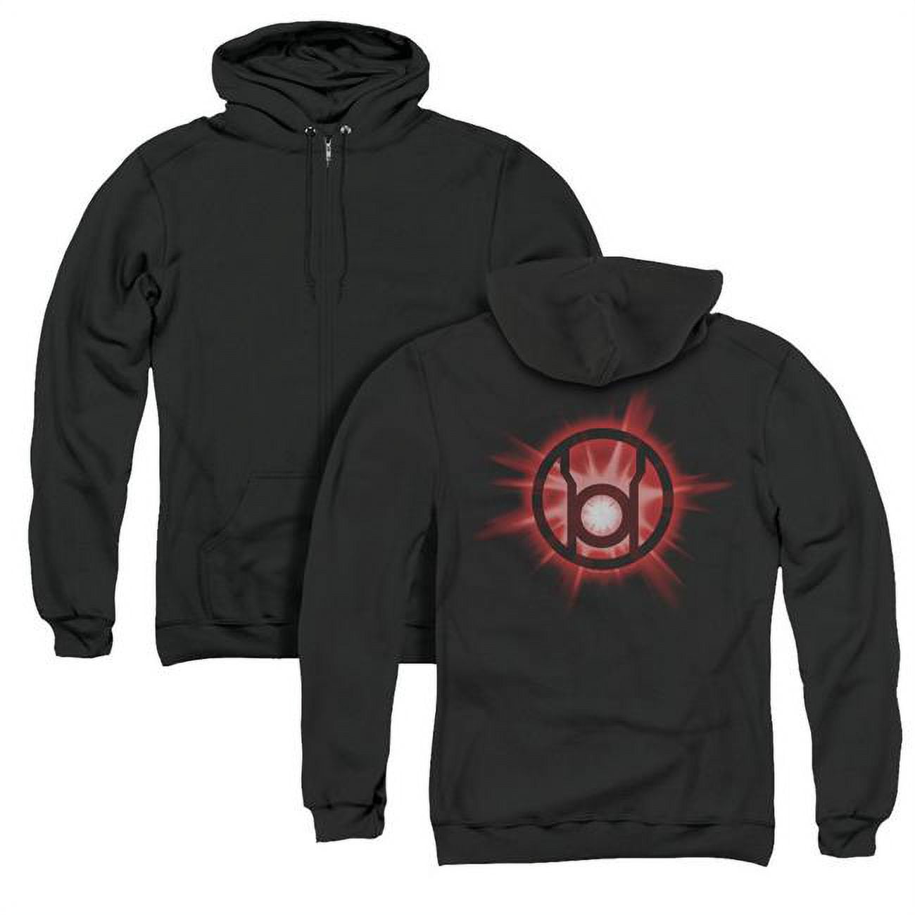 Trevco GL294BK AZH 2 Green Lantern Red Glow Back Print Adult Zipper Hoodie Black Medium Walmart