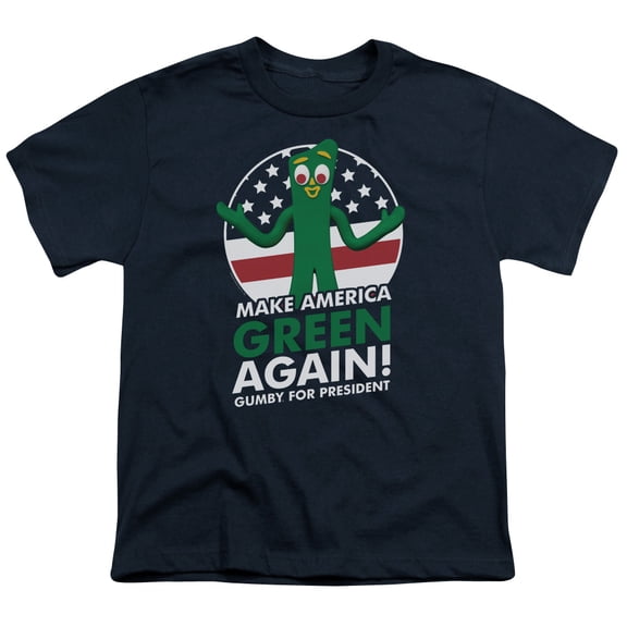 Trevco GMB148-YT-4 Gumby & for President-Short Sleeve Youth 18-1 T-Shirt, Navy - Extra Large
