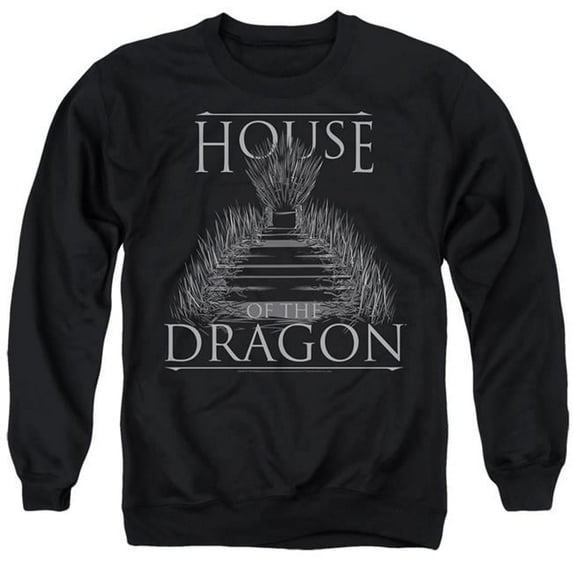 Trevco GOT276-AS-6 House of the Dragon & Sword Throne-Adult Crewneck Sweatshirt, Black - 3X