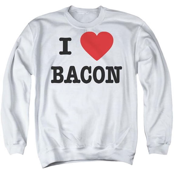 Trevco GSA1024-AS-6 I Heart Bacon - Adult Crewneck Sweatshirt, White - 3X