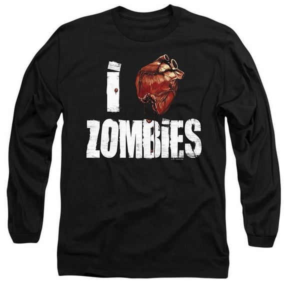 Trevco  GSA1142-AL-2 I Bloody Heart Zobmies - Long Sleeve Adult 18-1 T-Shirt, Black - Medium
