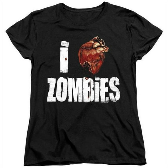 Trevco GSA1142-WT-1 I Bloody Heart Zobmies - Short Sleeve Womens Tee, Black - Small