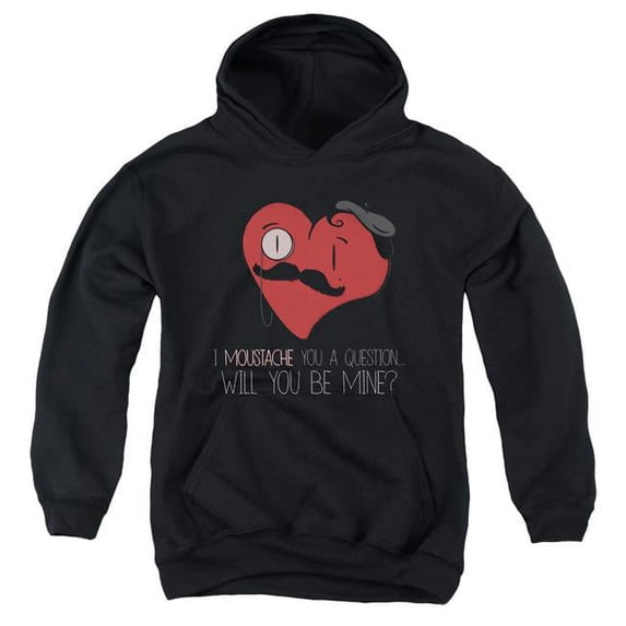 Trevco GSA1234-YFTH-3 Popping The Question-Youth Pull-Over Hoodie, Black - Large