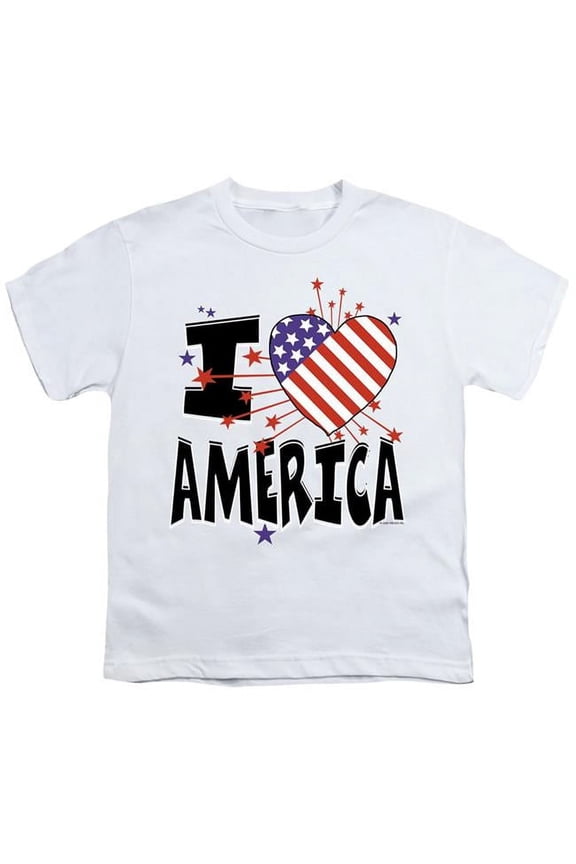 GSA862-YT-1 I Heart America - Short Sleeve Youth 18-1 T-Shirt, White - Small