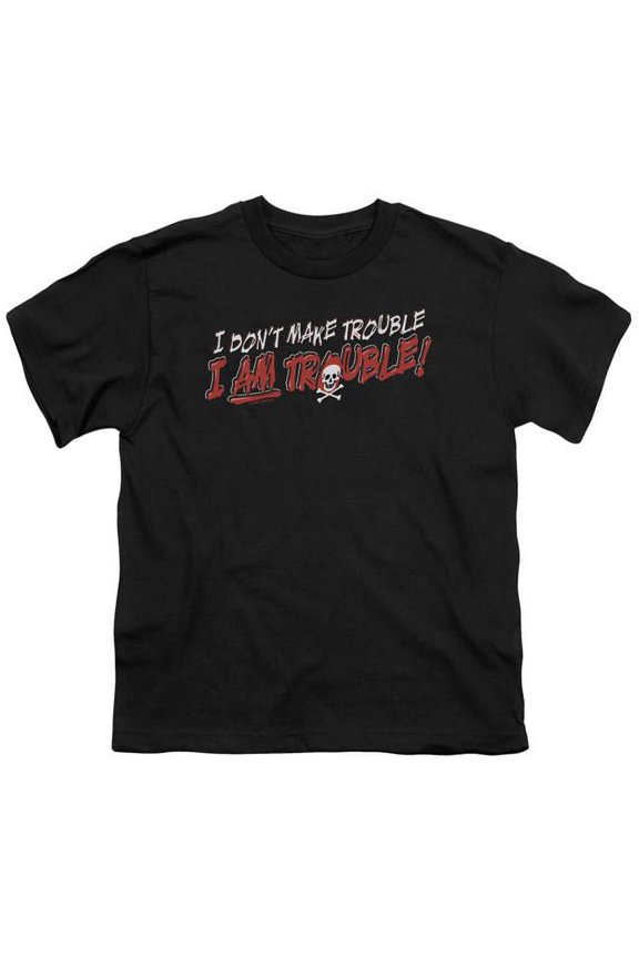 GSY123-YT-1 I Am Trouble-Short Sleeve Youth 18-1 T-Shirt, Black - Small