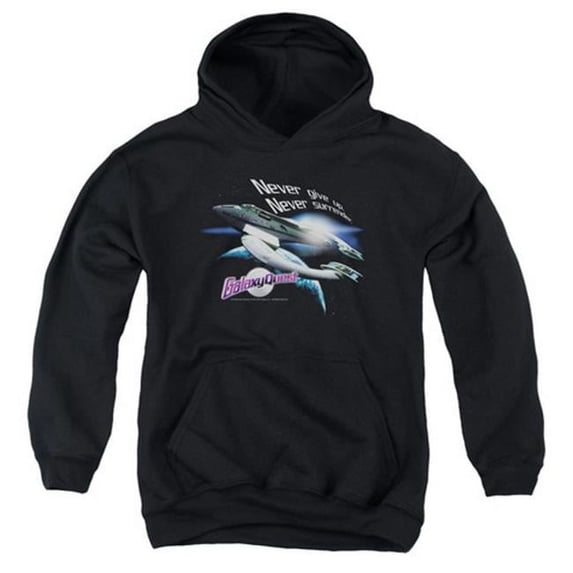 Trevco Galaxy Quest-Never Surrender Youth Pull-Over Hoodie- Black - Small