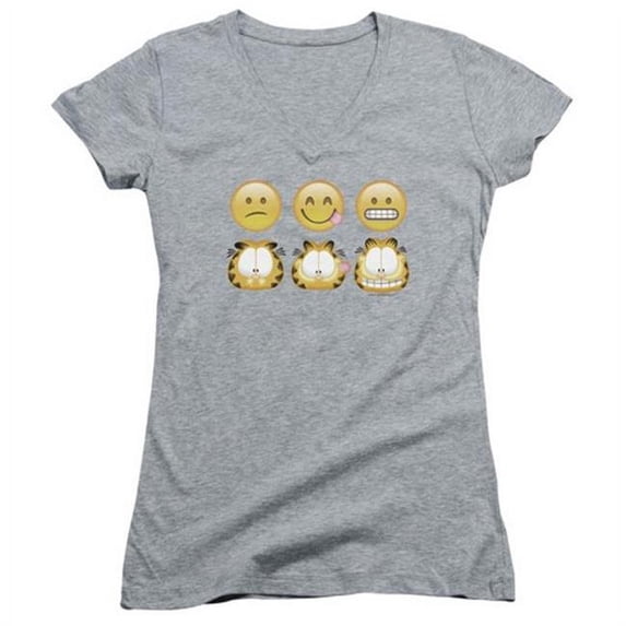 Garfield Classic Comic Cartoon Character Emojis Juniors V-Neck T-Shirt Tee