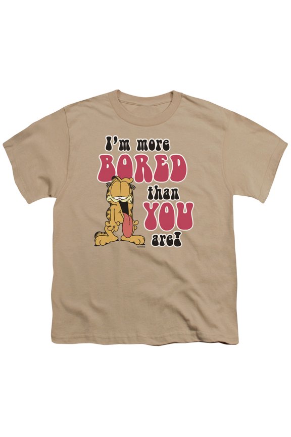 Garfield More Bored Short Sleeve Youth 18-1 T-Shirt, Sand - Extra Large