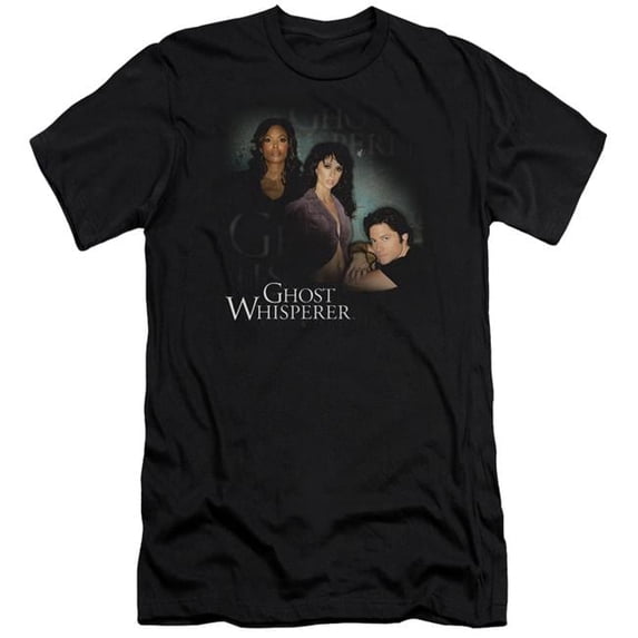 Trevco Ghost Whisperer & Diagonal Cast Adult Cotton Premium Canvas Brand Slim Fit 30-1 T-Shirt, Black - Large