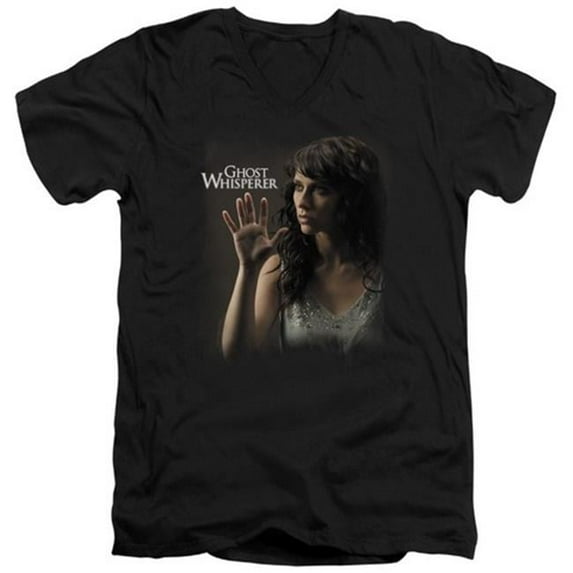 Trevco Ghost Whisperer-Ethereal - Short Sleeve Adult 30-1 V-Neck Tee - Black- Extra Large