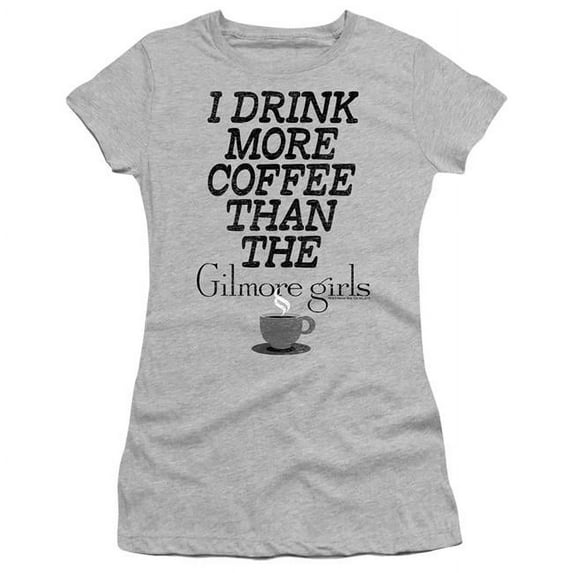 Trevco Gilmore Girls & More Coffee Short Sleeve Junior Sheer T-Shirt, Athletic Heather - Medium