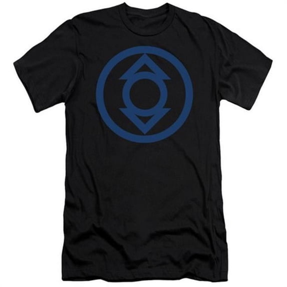 Trevco Green Lantern-Blue Emblem Short Sleeve Adult 30-1 Tee, Black - Large