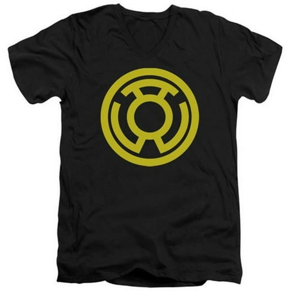 Trevco Green Lantern-Yellow Emblem Short Sleeve Adult V-Neck 30-1 Tee, Black - XL