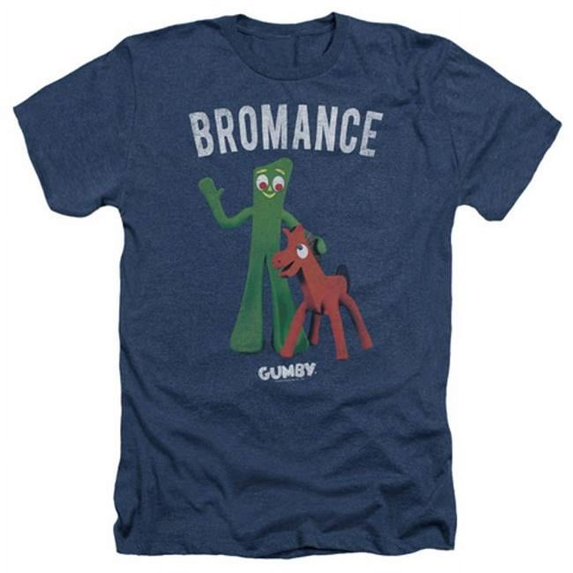 Trevco Gumby-Bromance Adult Heather Tee, Navy - 2X